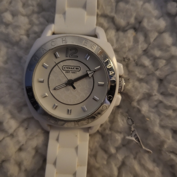 Coach White and Silver Watch Silicone Watch Band - Picture 4 of 6